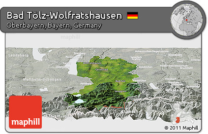 Satellite Panoramic Map of Bad Tölz-Wolfratshausen, lighten, semi-desaturated