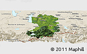 Satellite Panoramic Map of Bad Tölz-Wolfratshausen, shaded relief outside