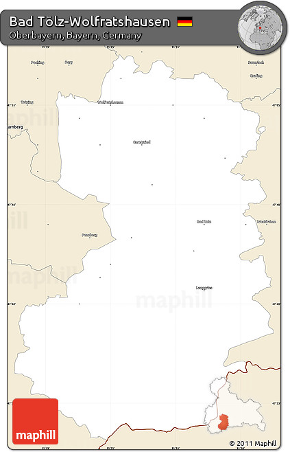 Classic Style Simple Map of Bad Tölz-Wolfratshausen
