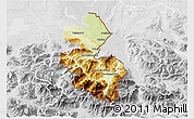 Physical 3D Map of Berchtesgadener Land, lighten, desaturated