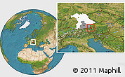 Satellite Location Map of Berchtesgadener Land, highlighted parent region, highlighted grandparent region