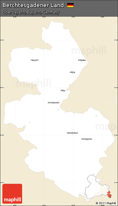Classic Style Simple Map of Berchtesgadener Land, single color outside