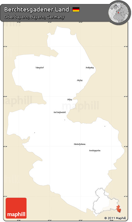 Classic Style Simple Map of Berchtesgadener Land, single color outside