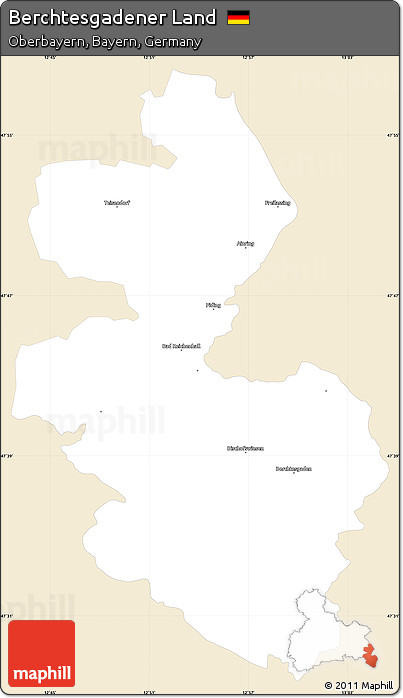 Classic Style Simple Map of Berchtesgadener Land, single color outside