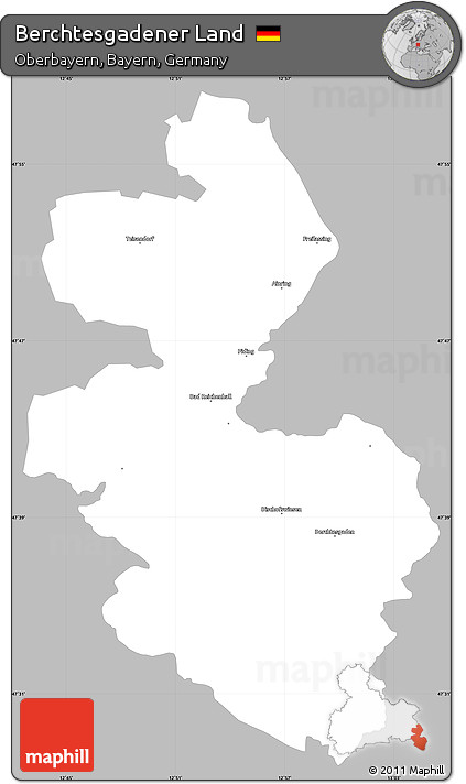Gray Simple Map of Berchtesgadener Land, single color outside