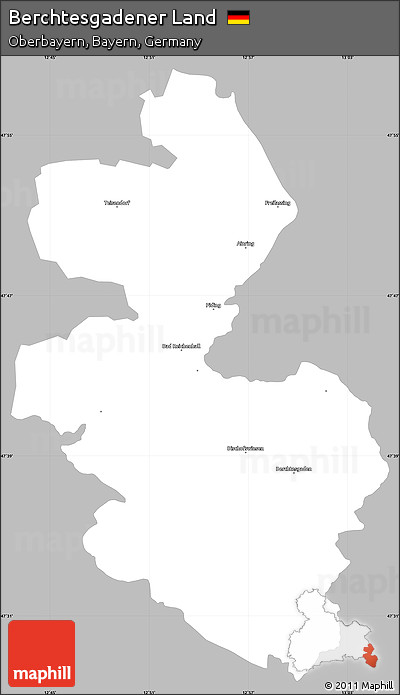 Gray Simple Map of Berchtesgadener Land, single color outside