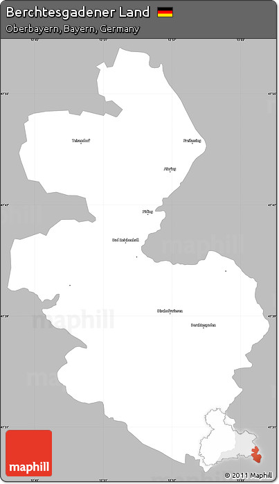 Gray Simple Map of Berchtesgadener Land, single color outside