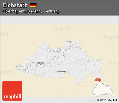 Classic Style 3D Map of Eichstätt, single color outside