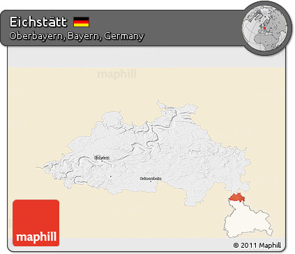 Classic Style 3D Map of Eichstätt, single color outside