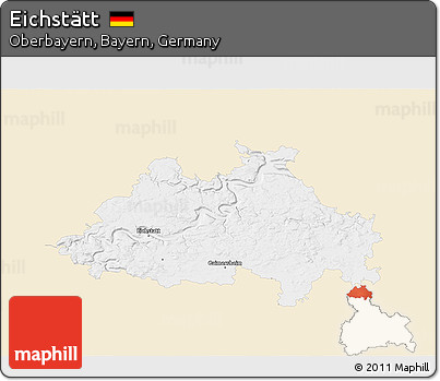 Classic Style 3D Map of Eichstätt, single color outside