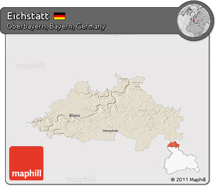 Shaded Relief 3D Map of Eichstätt, single color outside