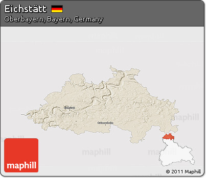 Shaded Relief 3D Map of Eichstätt, single color outside