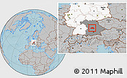 Gray Location Map of Eichstätt, highlighted country, highlighted grandparent region, hill shading