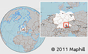 Gray Location Map of Eichstätt, highlighted country, highlighted parent region, within the entire country, hill shading