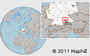 Gray Location Map of Eichstätt, highlighted country, highlighted parent region, hill shading