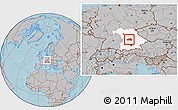 Gray Location Map of Eichstätt, highlighted grandparent region, hill shading