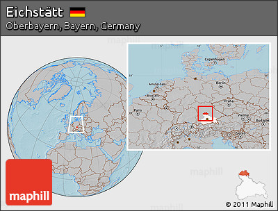 Gray Location Map of Eichstätt, highlighted parent region, within the entire country, hill shading