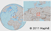 Gray Location Map of Eichstätt, highlighted parent region, within the entire country, hill shading