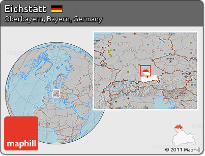 Gray Location Map of Eichstätt, highlighted parent region, hill shading