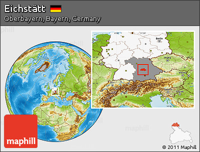 Physical Location Map of Eichstätt, highlighted country, highlighted grandparent region