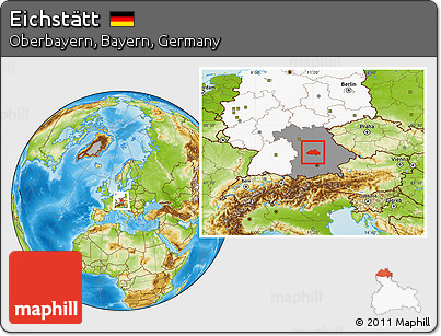 Physical Location Map of Eichstätt, highlighted country, highlighted grandparent region