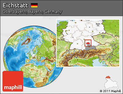 Physical Location Map of Eichstätt, highlighted country, highlighted parent region