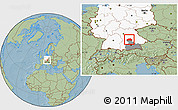 Savanna Style Location Map of Eichstätt, highlighted country, highlighted parent region, hill shading