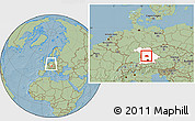 Savanna Style Location Map of Eichstätt, highlighted grandparent region, within the entire country, hill shading