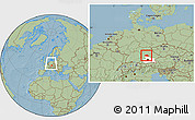 Savanna Style Location Map of Eichstätt, highlighted parent region, within the entire country, hill shading