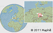 Savanna Style Location Map of Eichstätt, highlighted parent region, highlighted grandparent region, within the entire country, hill shading