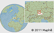 Savanna Style Location Map of Eichstätt, highlighted parent region, hill shading