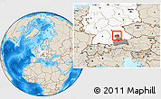 Shaded Relief Location Map of Eichstätt, highlighted country, highlighted parent region