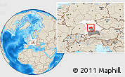 Shaded Relief Location Map of Eichstätt, highlighted parent region, highlighted grandparent region