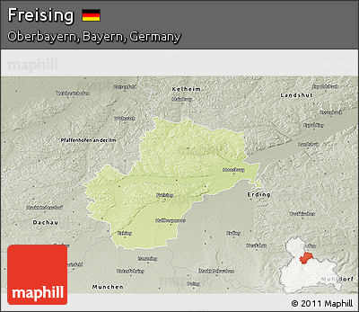 Physical 3D Map of Freising, semi-desaturated
