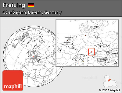Blank Location Map of Freising, within the entire country