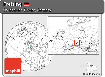 Blank Location Map of Freising, within the entire country