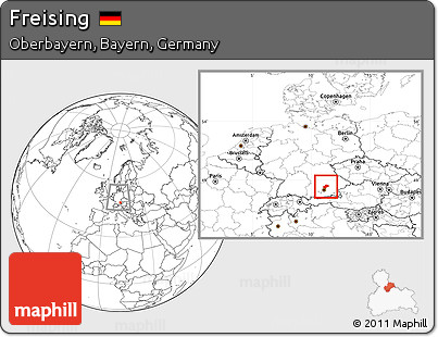 Blank Location Map of Freising, within the entire country