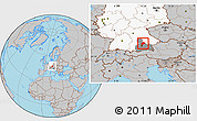 Gray Location Map of Freising, highlighted country, highlighted parent region