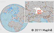 Gray Location Map of Freising, highlighted grandparent region, hill shading