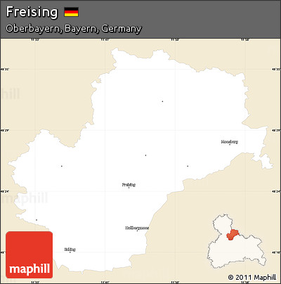 Classic Style Simple Map of Freising, single color outside