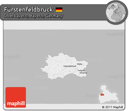Gray 3D Map of Fürstenfeldbruck, single color outside