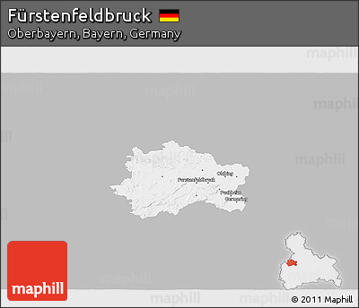 Gray 3D Map of Fürstenfeldbruck, single color outside