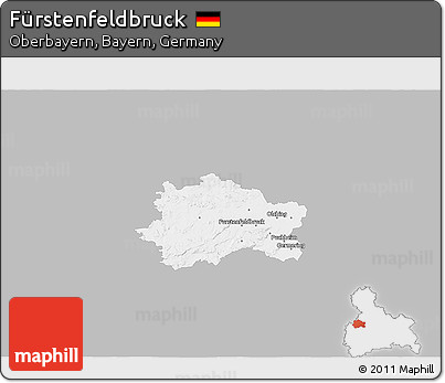 Gray 3D Map of Fürstenfeldbruck, single color outside