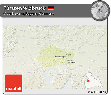 Physical 3D Map of Fürstenfeldbruck, lighten
