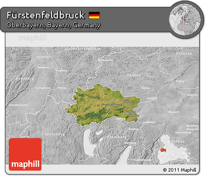 Satellite 3D Map of Fürstenfeldbruck, lighten, desaturated