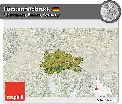 Satellite 3D Map of Fürstenfeldbruck, lighten