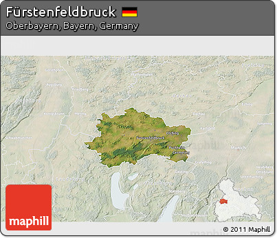 Satellite 3D Map of Fürstenfeldbruck, lighten