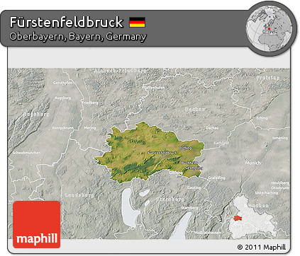Satellite 3D Map of Fürstenfeldbruck, lighten, semi-desaturated