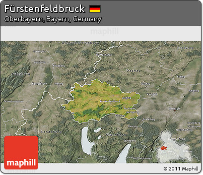 Satellite 3D Map of Fürstenfeldbruck, semi-desaturated