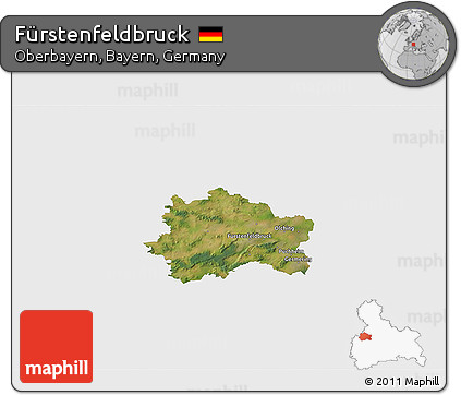 Satellite 3D Map of Fürstenfeldbruck, single color outside